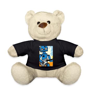 Robot Guitar Guitarist Future Music Comic - Teddy Bear - black - Front