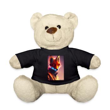 Fox Wildlife Cyber Neon Punk Future Sci-Fi - Teddy Bear - black - Front