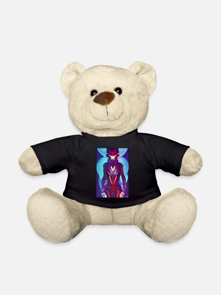Fox Wildlife Cyber Neon Punk Future Sci-Fi - Teddy Bear - black