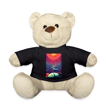 Reindeer Christmas Space Galaxy Universe Map - Teddy Bear - black - Front