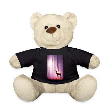Deer Moon Moonlight Forest Winter Snow Forest Animal - Teddy Bear - black - Front