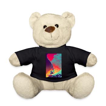 Surfergirl Mädchen Frau Surfbrett Wellen Meer - Teddy - Schwarz - Vorne