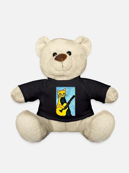 Katze Gitarre Haustier Musiker Katzenfreund - Teddy - Schwarz