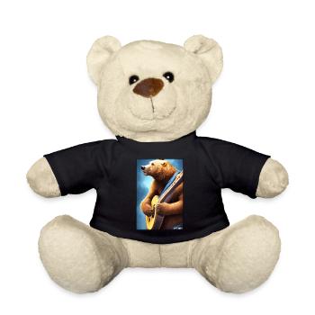 Bear Guitar Wildlife Musician Forest Animal Zoo Animal - Teddy Bear - black - Front