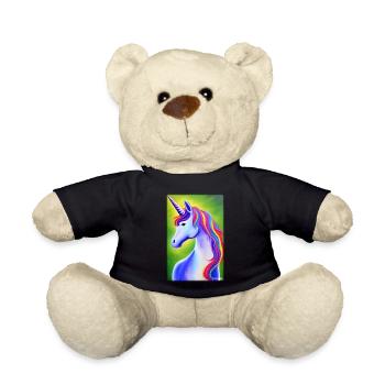 Unicorn Rainbow Magic Fairy Tale Mythical Animal - Teddy Bear - black - Front