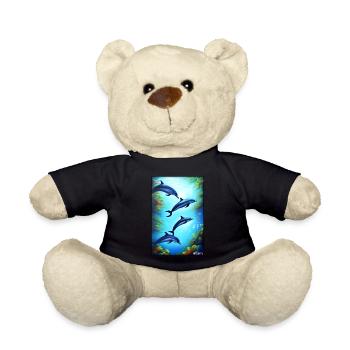 Marine Life Underwater World Fish Sea Animal Lake - Teddy Bear - black - Front