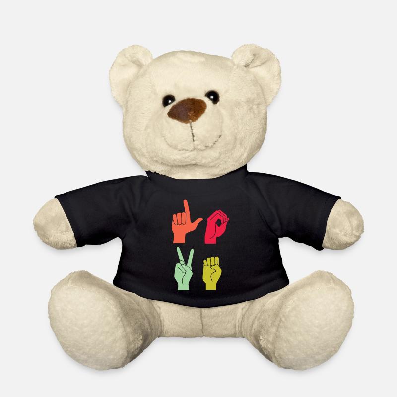 Love Sign ASL Deaf Pride - Teddy - Schwarz