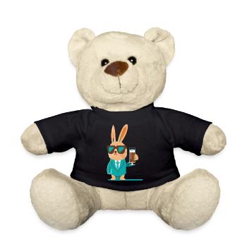Cooles Häschen mit Bier und Sonnenbrille - Teddy - Schwarz - Vorne