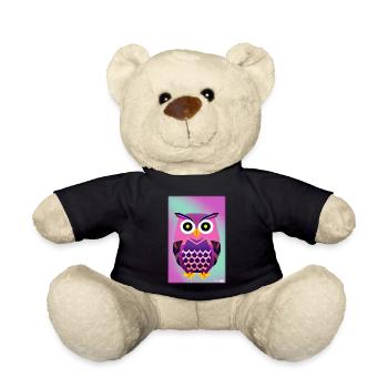Eule Wütend Polygon Waldtier Wildnis Vogel Nacht - Teddy - Schwarz - Vorne