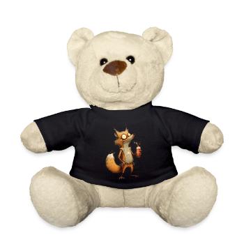verrückter Fuchs mit Bier - Teddy - Schwarz - Vorne