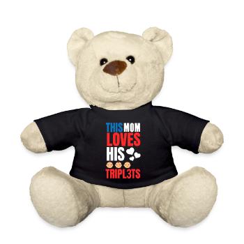 This Mom Loves His Triplets Funny Mother - Teddy Bear - black - Front