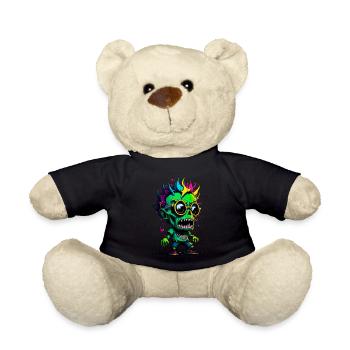 Colorful cool zombie - Teddy Bear - black - Front