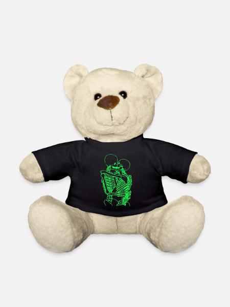 skull skeleton death halloween horror black dead - Teddy Bear - black