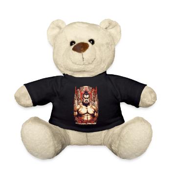 Sumo Retro Poster Japanese Martial Arts Art - Teddy Bear - black - Front