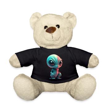 Happy Halloween cute alien scary funny spooky - Teddy Bear - black - Front