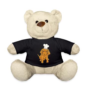 Chef chef hat dog - Teddy Bear - black - Front