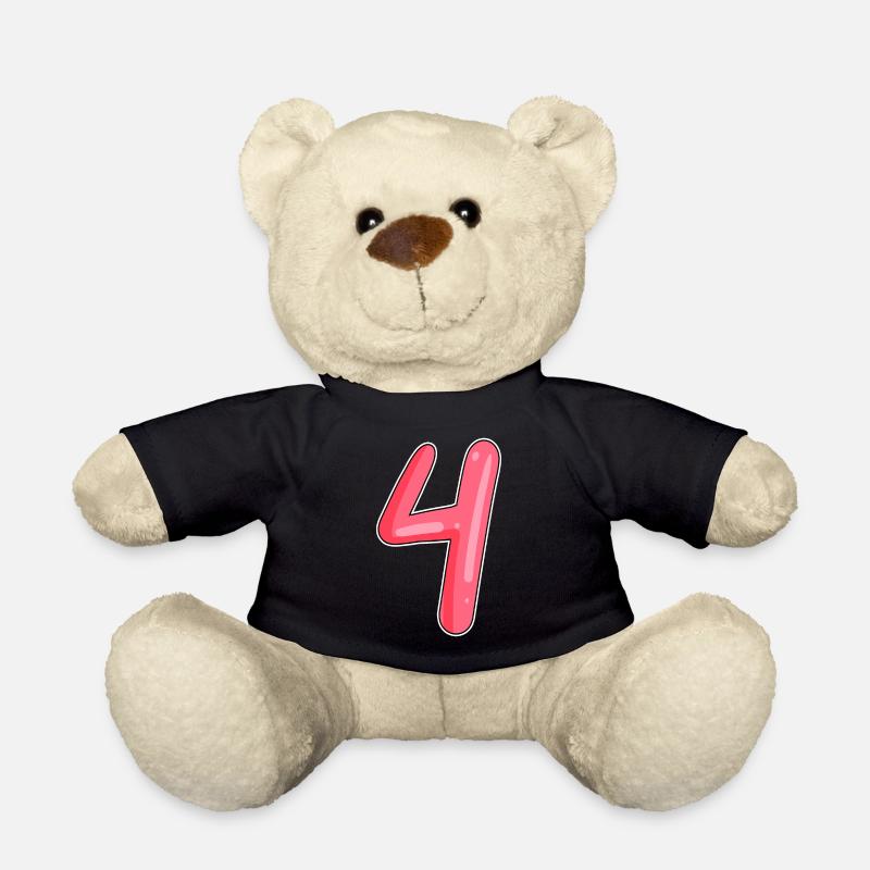 4 - Four Number Number - Teddy Bear - black