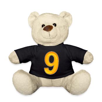 Numéro 9 - Neuf - 9 motif en jaune - Nounours - noir - Devant
