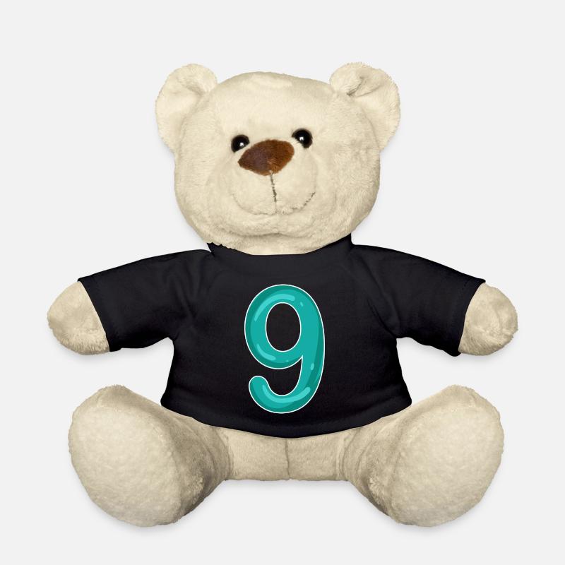 Number 9 - Nine - 9 Motif - Teddy Bear - black