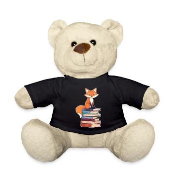 Fox on stack of books - Teddy Bear - black - Front