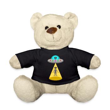 UFO Alien Landing Sci-Fi fantasy art - Teddy Bear - black - Front