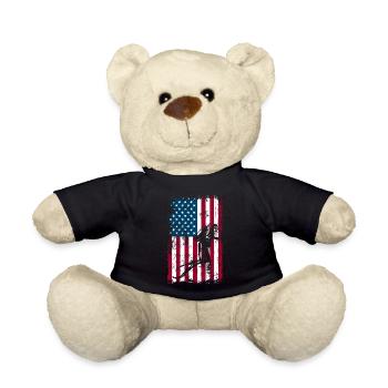 Patriotic Diver American Flag Deep Sea Scuba - Teddy Bear - black - Front