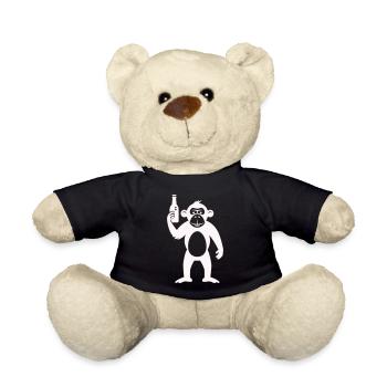 Humorvolle Affe mit Flasche - Teddy - Schwarz - Vorne