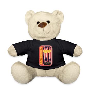 Retro Can Label Anchovy Art - Teddy Bear - black - Front