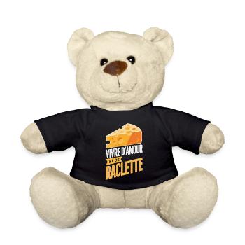 Vivre Amour Raclette Fanatique Cadeau Original - Nounours - noir - Devant