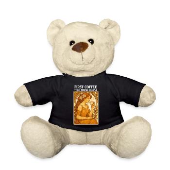 Erst Kaffee Dann Menschen Vintage Pin-Up Geschenk - Teddy - Schwarz - Vorne