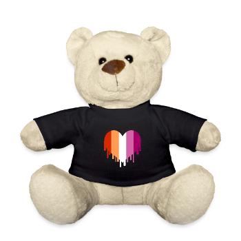 Dripping Orange Pink Lesbian Heart Orange Pink Le - Teddy Bear - black - Front