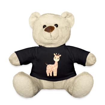 Giraffe Family Mother Baby T-Shirt - Teddy Bear - black - Front