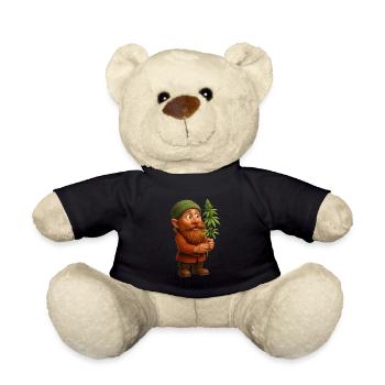 Begeisterter Zwerg mit Cannabispflanze - Teddy - Schwarz - Vorne