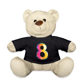 8 Zahl Bunt - Teddy - Schwarz - Vorne