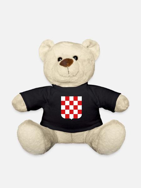 Croatia colors emblem chess pattern - Teddy Bear - black