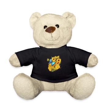 Vincent van Gogh Sunflower Butterfly TShirt - Teddy Bear - black - Front