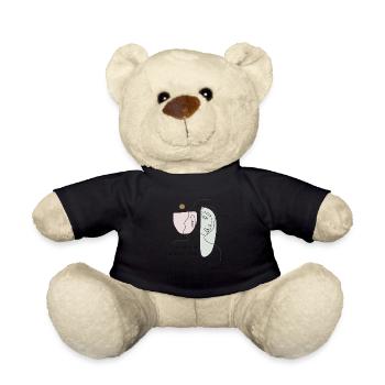 Abstract Lineart Saying Design with Woman - Teddy Bear - black - Front