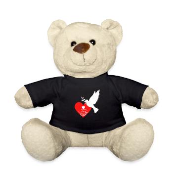 Colombe de la Paix avec le cœur et les mains - Liberté 💚 - Nounours - noir - Devant