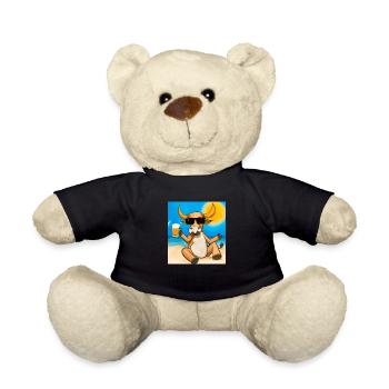 Bulle mit Sonnenbrille und Bier am goldenen Strand - Teddy - Schwarz - Vorne
