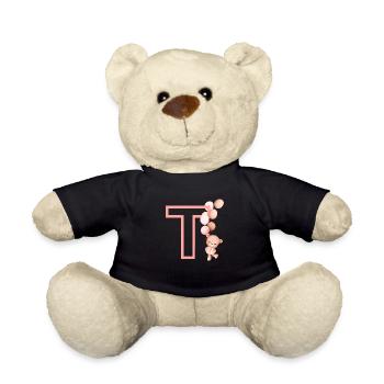 Lettre t rose ours - Nounours - noir - Devant