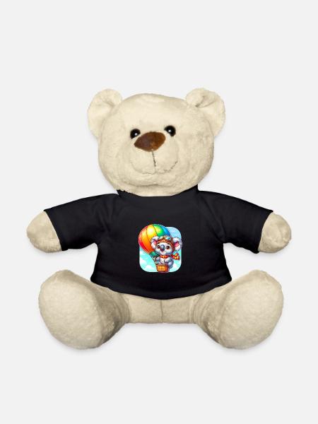 Koala fliegt im Heißluftballon für Koala Fan - Teddy - Schwarz