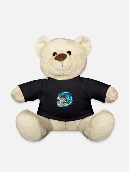 Cooler surfender Frosch mit Sonnenbrille Wellen - Teddy - Schwarz