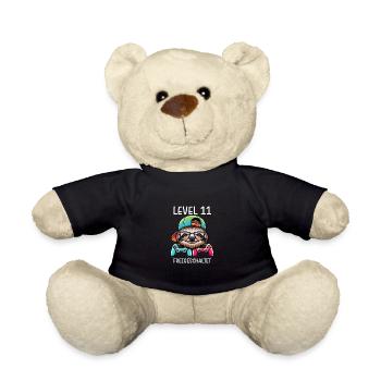 Level 11 Freigeschaltet Gamer Geburtstag Faultier - Teddy - Schwarz - Vorne
