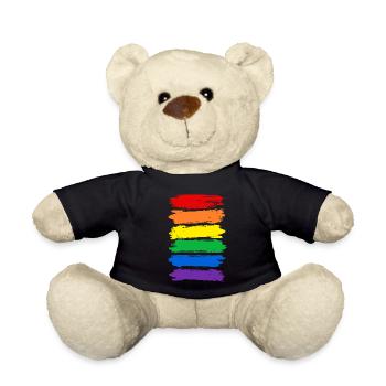 Rainbow Flag Rainbow Vintage Rayures LGBTQ - Nounours - noir - Devant