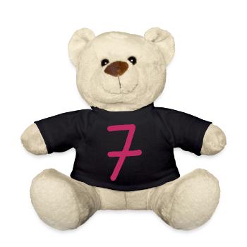 7 Nummer sieben pinke Zahl Geburtstag - Teddy - Schwarz - Vorne