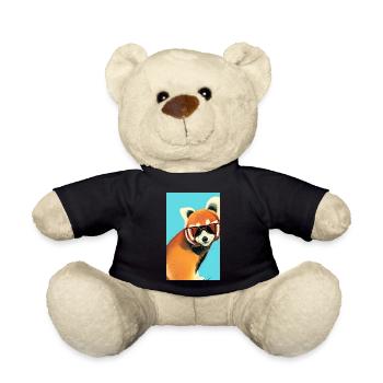 Cooler roter Panda mit Sonnenbrille Comic Zeichnung Sommer - Teddy - Schwarz - Vorne