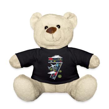 Sept ans Plane Car Lover Lover Boys 7ème anniversaire - Nounours - noir - Devant