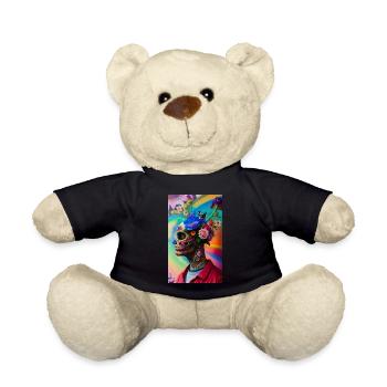 ARTWORK Flower Skull Head Guy - Teddy Bear - black - Front