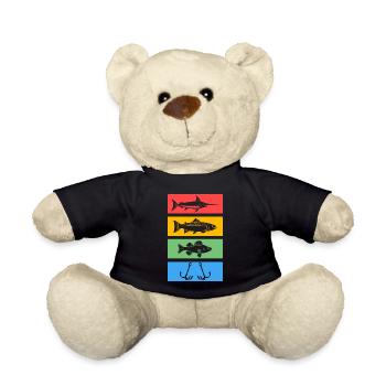 Fishing Retro Fisherman Fishing Fishing Angler - Teddy Bear - black - Front