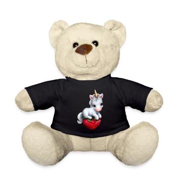 Unicorn on strawberry - Teddy Bear - black - Front